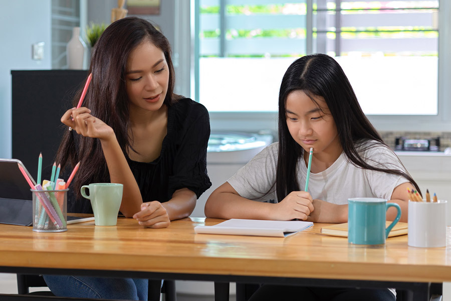 student and tutor together at a desk in Cleveland